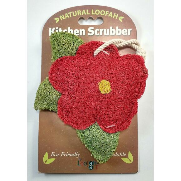 Kitchen Scrubber Pad 100% Natural Loofah, Eco-Friendly, Biodegradable, Hibiscus - Picture 1 of 6